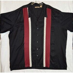 The Havanera Company Men's Shirt Size 3XLT Bowling Button Up Shirt Black Red